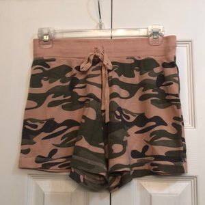 Pink Camo drawstring sleep shorts